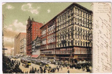 Illinois Postcard Chicago State Street Looking North From Madison Street