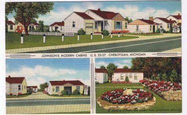 Michigan Postcard Cheboygan Johnson's Modern Cabins