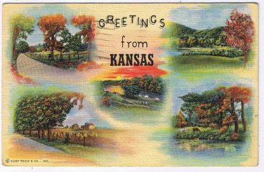 Postcard Greetings From Kansas Multi View 1944