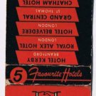 Matchbook Cover Parsons Hotels Kerby Royal Alex Belvedere Grand Central Chatham
