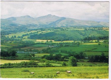 United Kingdom UK Postcard Wales Brecon Beacons from Llechfaen
