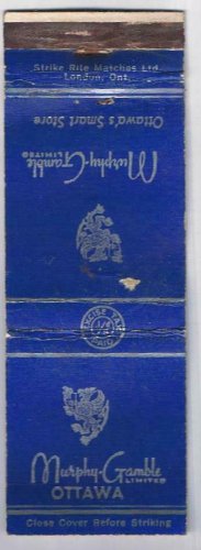 Matchbook Cover Murphy Gamble Ottawa Ontario Excise Paid