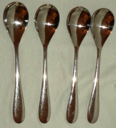 Pfaltzgraff Flatware 4 SOUP SPOONS 18/8 SONYA Glossy Modern Stainless