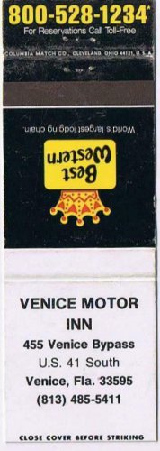 Florida Matchbook Cover Venice Best Western Motor Inn
