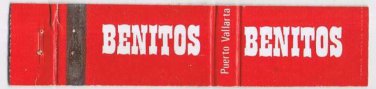Matchbook Cover Benitos Pub & Bar Puerta Vallarta Mexico Half Size