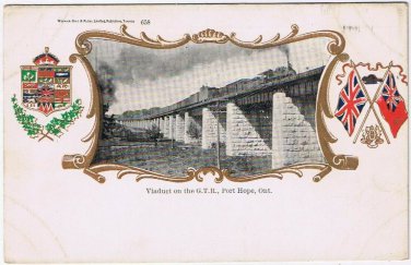 Postcard Train Viaduct On Grand Trunk Railway Port Hope Ontario