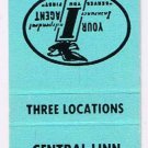 Matchbook Cover Central Linn Agency Insurance Brownsville Albany Harrisburg OR
