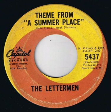 The Lettermen Theme From Summer Place 45 rpm Sealed With A Kiss Canadian Press