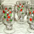 Libbey Glass Irish Coffee Mugs Polka Dots Set Of 4
