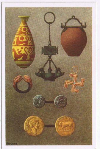 Belgium Illustration Card Our Glorys Historica Ltd Roman Coins Lamps Tableware