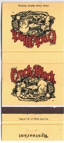 Crock and Block Restaurant Matchbook Cover