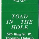 TORONTO ONTARIO Matchbook Toad In The Hole Eddy Match