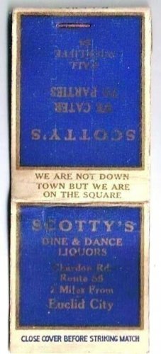 Euclid City New York Matchbook Scottys Wine Dance Liquors Diamond Match VINTAGE