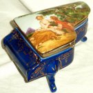 Cobalt Blue Piano Musical Art of Boucher 1859 On Lid