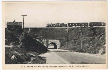 Postcard Train Ravine Hill & Tunnel Between Stamford & St David's Ontario