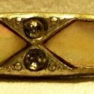 Metal Bar Pin Mother of Pearl Purple White Rhinestones Possibly Masonic Vintage