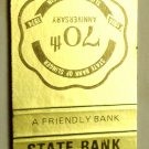 Matchbook Cover State Bank Of Slinger Wisconsin