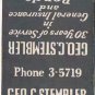 Matchbook Cover George C Stembler General Insurance & Bonds Miami Florida