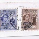 Cyprus QE II Stamps (2) Overprint Republic 2 mils and 3 mils Used VG On Paper