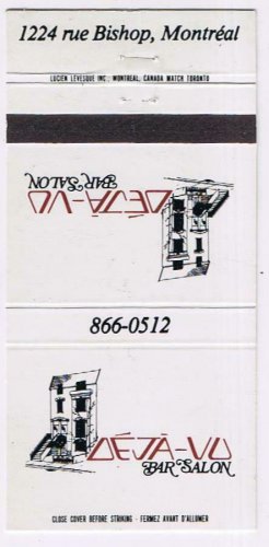 Matchbook Cover Deja Vu Bar Salon Montreal Quebec