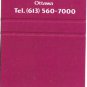 Ottawa Matchbook Cover The Westin Hotel Red Les Saisons