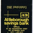 Matchbook Cover Attleborough Savings Bank Massachusetts Low Cost Loans