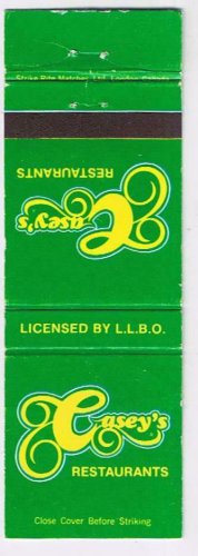 Matchbook Cover Curry's Restaurants Ontario Locations