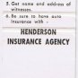 Matchbook Cover Henderson Insurance Agency Alexander City Alabama