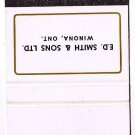 Matchbook Cover E D Smith & Sons Winona Ontario Jams Ketchup