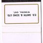 Matchbook Cover E D Smith & Sons Winona Ontario Jams Ketchup