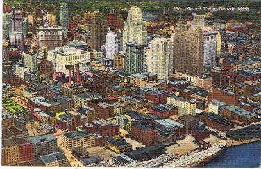 Michigan Postcard Detroit Aerial View