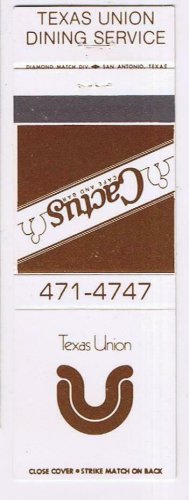 Matchbook Cover Cactus Cafe & Bar Texas Union Dining Service