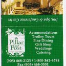 Ontario Matchbook Cover Niagara On The Lake Pillar & Post Inn Spa Conference