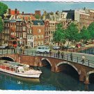 Holland Netherlands Postcard Amsterdam Bridge Boat Canal