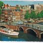 Holland Netherlands Postcard Amsterdam Bridge Boat Canal