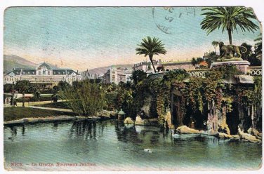 France Postcard Nice La Grotta Nouveaux Jardins 1907