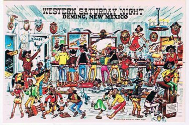 New Mexico Postcard Deming Western Saturday Night Petley Laff Card