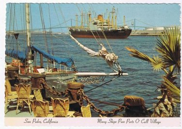 California Postcard Los Angeles San Pedro Ports Of Call Village Ships