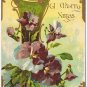 Christmas Postcard Embossed Purple Flowers Postmark 1908