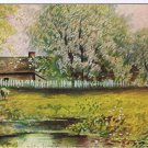 Art Postcard Orchard In Bloom House Sheep
