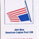 Military Matchbook Cover Knoxville Tennessee American Legion Post 138