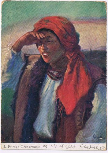 Art Postcard J Pstrak Oczekiwanie Waiting Expectations Early 1900s