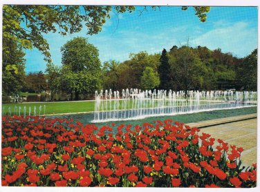 Germany Postcard Karlsruhe Eingang zum Stadtgarten