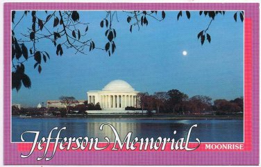 District Of Columbia DC Postcard Washington Jefferson Memorial Moonrise