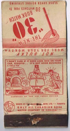 Matchbook Cover New 30 Book Match Excise Tax