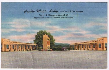 New Mexico Postcard Socorro Pueblo Motor Lodge