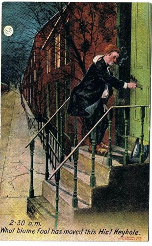 Comic Postcard Fool Moved The Keyhole 1900