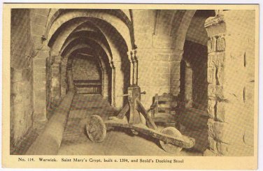United Kingdom UK Postcard Warwick Saint Mary's Crypt Scold's Ducking Stool