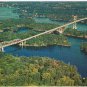 Ontario Postcard Aerial View Thousand Islands International Bridge To USA