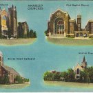 Postcard Churches Presbyterian Baptist Methodist Catholic Amarillo Texas